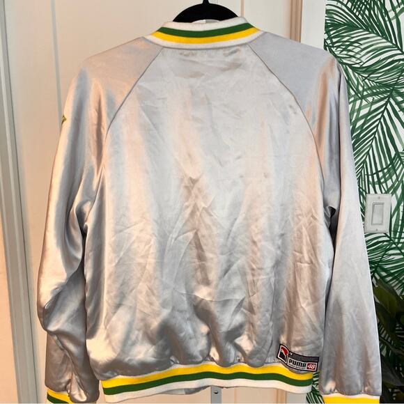 VTG Y2K Puma Women’s Silver Nylon Baseball Bomber Jacket Large - Picture 7 of 16